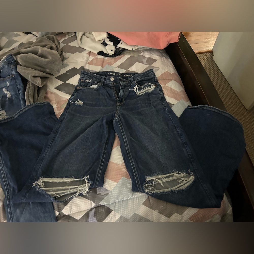 american eagle baggy jeans, size 2, dark blue